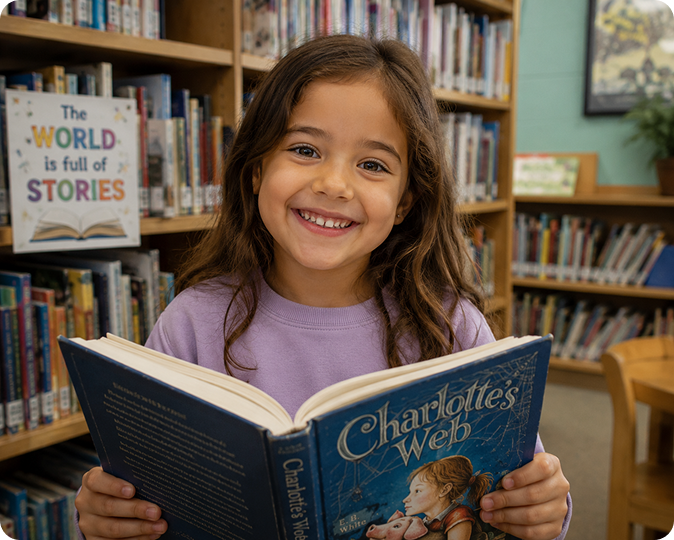 child holding a book