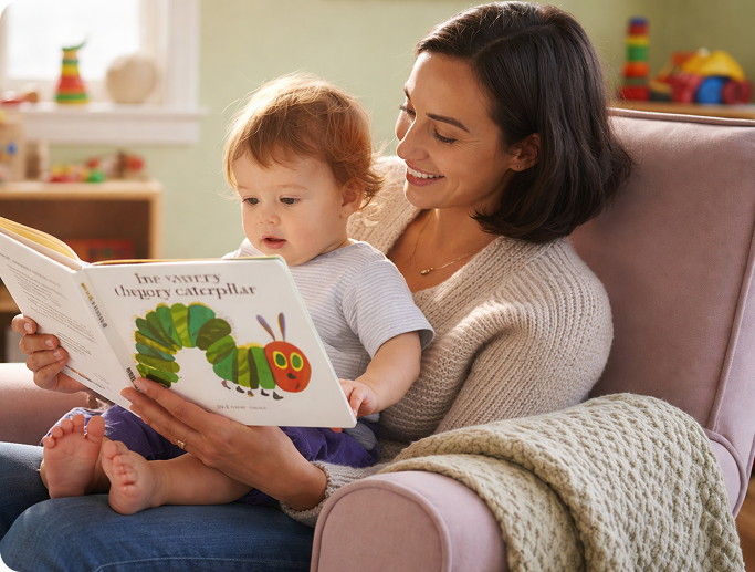 Parent reading to toddler